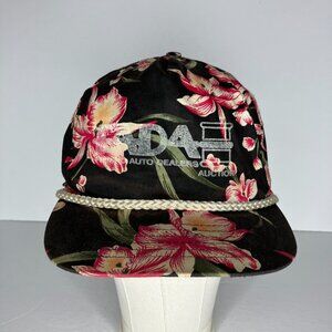 Vintage Auto Delaers Auction Floral Cord Adjustable Hat Cap